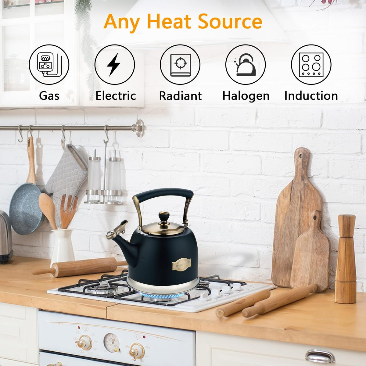 Lazneyru Tea Kettle Stainless Steel Teapot, Stainless Steel Teakettle for Stove Top with Heat Proof Ergonomic Handle 3.0
