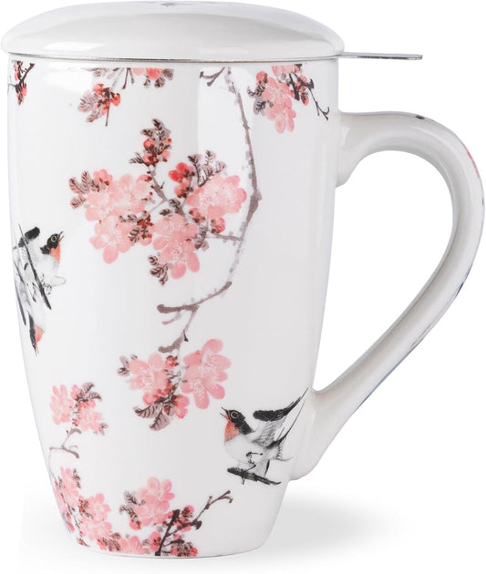 AmorArc Tea Cup With Infuser and Lid, 18oz Loose Leaf Tea Mug With Steeper