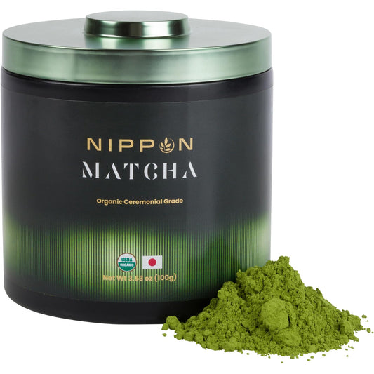 Organic Ceremonial Grade Matcha Powder, Japanese Uji Matcha Green Tea, USDA Certified Organic, First Harvest, Unsweetened, Stone-Ground Matcha Tea (100g/3.53oz)