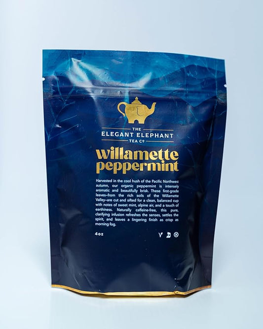 Willamette Peppermint Tea, Organic Loose Leaf Mint Herbal Tea – Soothing, Caffeine-Free – Refreshing Hot or Iced