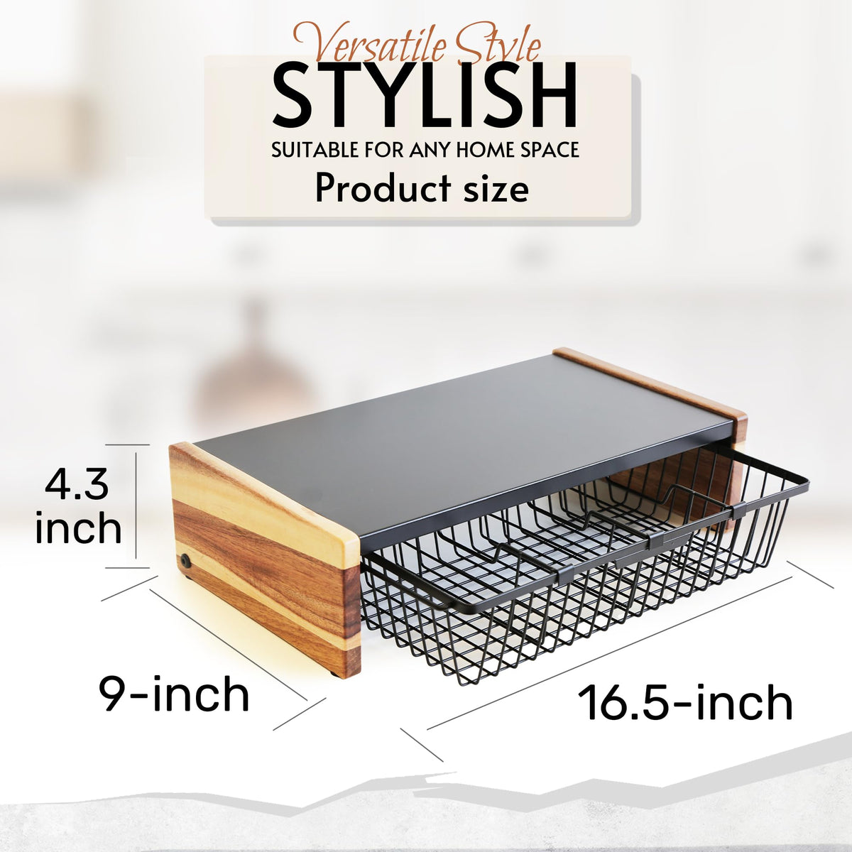 WILDMOS Tea Bag Organizer,Wire Basket Drawer Design for Teabag Holder Container for Countertop,Tea Station Chest Display