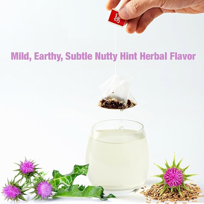 50 Milk Thistle Tea Bags for Detox Cleanse & Repair, Thorne Milk Thistle Herbal Tea for Support