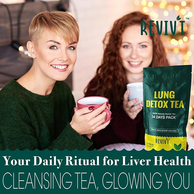 REVIVT Lung & Liver Detox Tea Kit | 2-in-1 Herbal Tea Set, 14 Bags Each for Respiratory & Liver Health, Daily Wellness Support