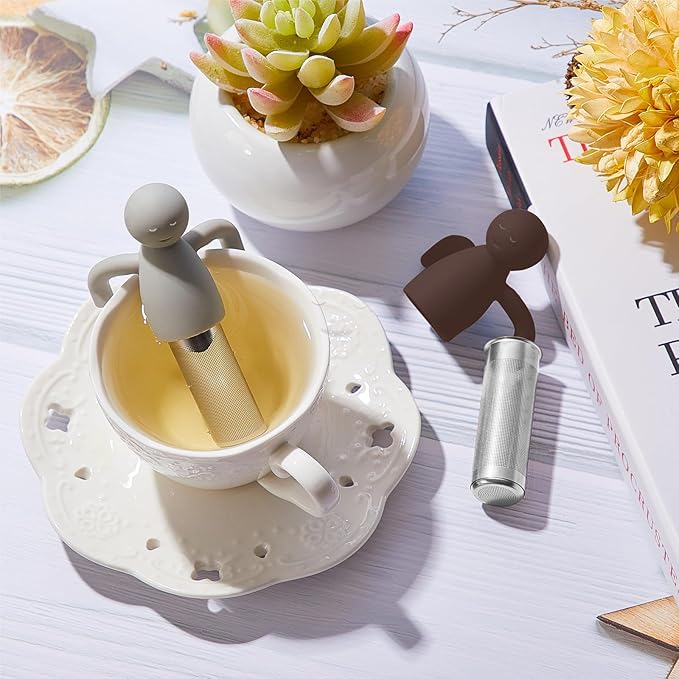 Hicarer 2 Pieces Tea Infuser for Loose Tea Cute Fine Mesh Tea Strainer Stainless Steel Tea Filter Ball Tea Diffuser Steeper for Teacups Teapots (Gray