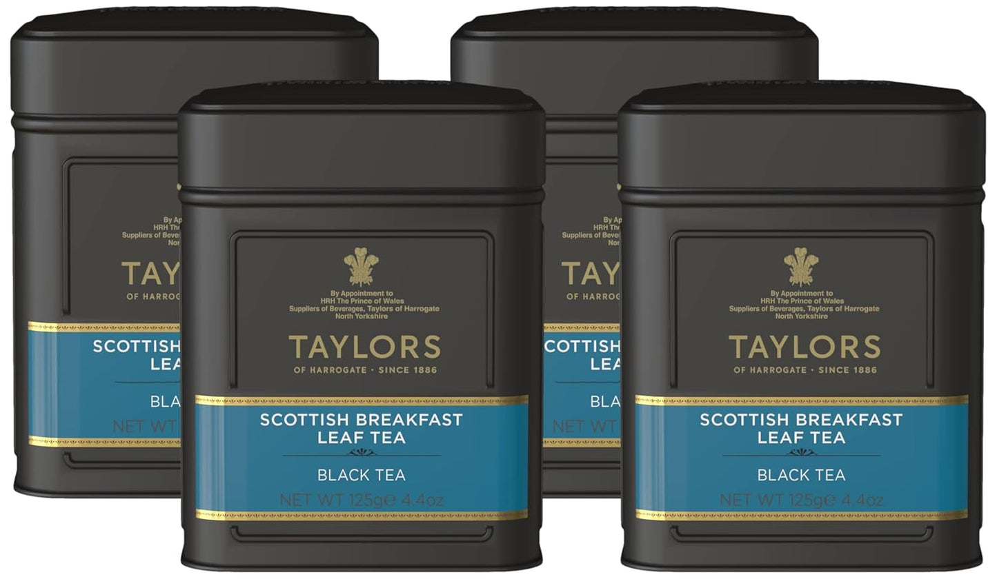 Taylors of Harrogate Scottish Breakfast Loose Leaf, 4.41 Ounce Tin (Pack of 4)