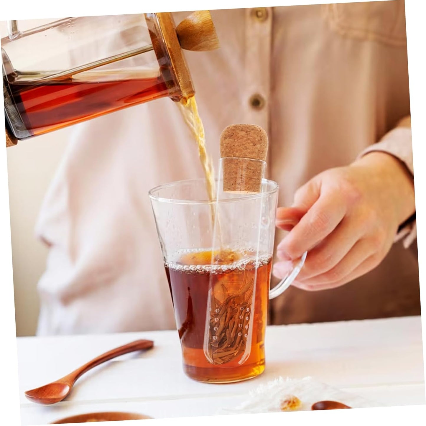 MAGICLULU Glass Tea Infuser Lid High-Temperature Resistant Loose Leaf Tea Strainer Reusable Glass Tube for Home Use