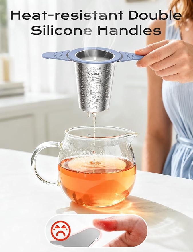 Tea Infuser for Loose Leaf Tea,Stainless Steel Tea Infuser with Heat Proof Silicone Handles
