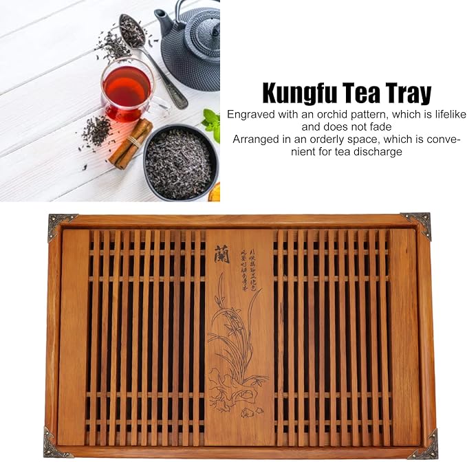 Chinese Tea Tray Gongfu Tea Table, Chinese Tea Set Wooden Serving Tray Set Household Filter Tea Serving Tray with Water Storage Drainage Drawer for