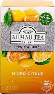 Ahmad Tea Herbal Tea, Mixed Citrus Teabags, 20 ct (Pack of 1) - Decaffeinated & Sugar-Free