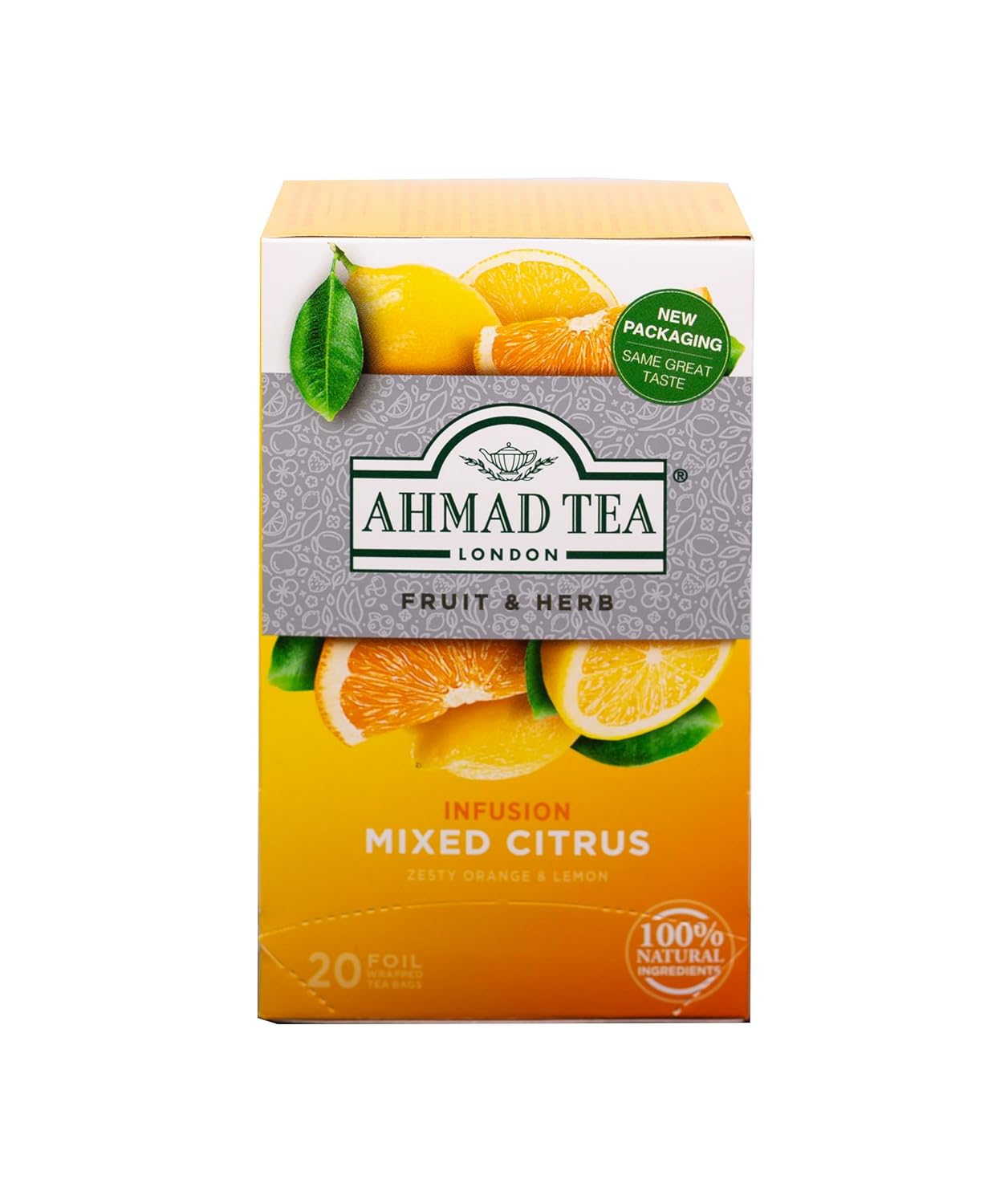 Ahmad Tea Herbal Tea, Mixed Citrus Teabags, 20 ct (Pack of 1) - Decaffeinated & Sugar-Free