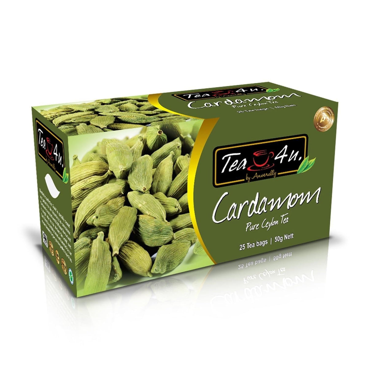 TEA 4U. BY ANVERALLY Tea4U Cardamom Black Ceylon Tea Bags - Aromatic Spice Blend - 25 Count
