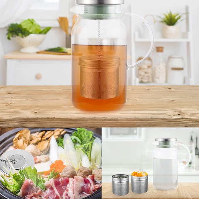 Extra Large Tea Ball Infuser for Pitcher(2 Pack), 18/8 Stainless Steel Tea Steeper, Extra Fine Mesh Tea Strainer Perfect for Brewing Herbs, Iced Tea