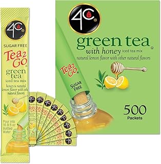 4C Powder Drink Stix, Green Tea 500 Count, Bulk Buy, Singles Stix, On the Go, Refreshing Water Flavorings, Value Pack