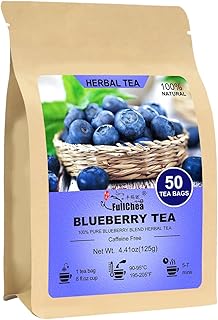 FullChea - Blueberry Tea Bags, 50 Teabags - Premium Blueberry Blend Herbal Tea - Harmonious Mix of Blueberries, Hibiscus, Raisins, Mint Leaves - Rich in Natural Goodness, Delightful Taste