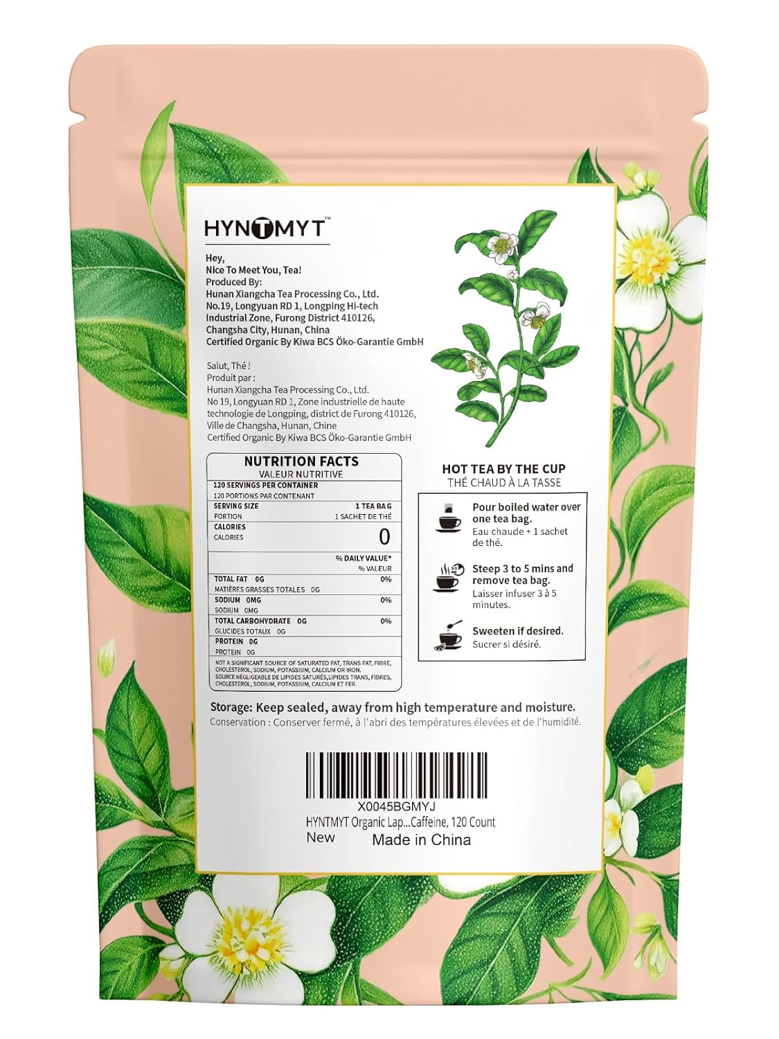HYNTMYT Organic Lapsang Souchong Tea Bags, USDA Organic Lapsang Souchong Smoked Tea, Smoky Flavor, Lower Caffeine, 120 Count