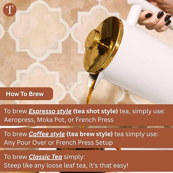 Teaspressa Organic Earl Grey Tea - Brews Like Espresso - Bold, Rich, Full-Bodied - Make Tea Lattes At Home - Naturally Caffeinated - Vegan & Gluten-Free - Makes 30 Cups - Barista Quality - Great Gift Idea