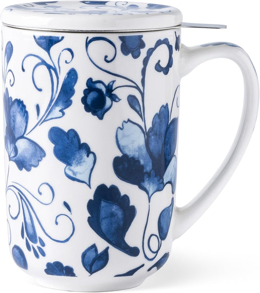 GBhome Tea Mug with Infuser and Lid,18 oz Loose Leaf Tea Cup with Steeper