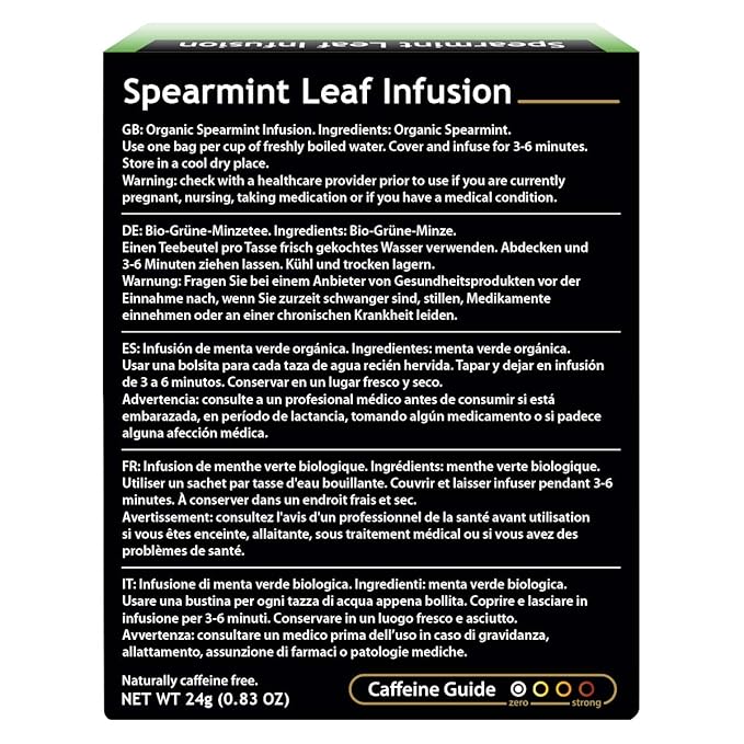 Buddha Teas Organic Spearmint Tea - OU Kosher, USDA Organic, CCOF, 18 Bleach-Free Tea Bags