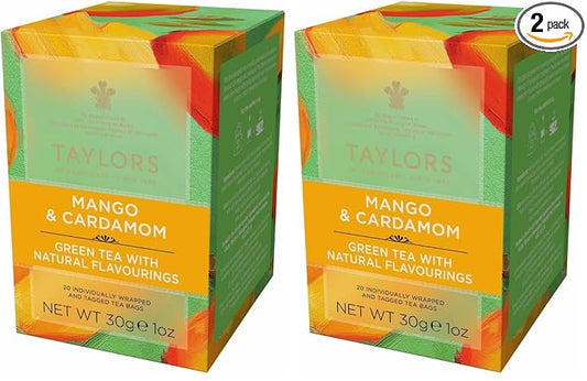 Taylors of Harrogate Mango & Cardamom Green Tea, 20 Count (Pack of 2)