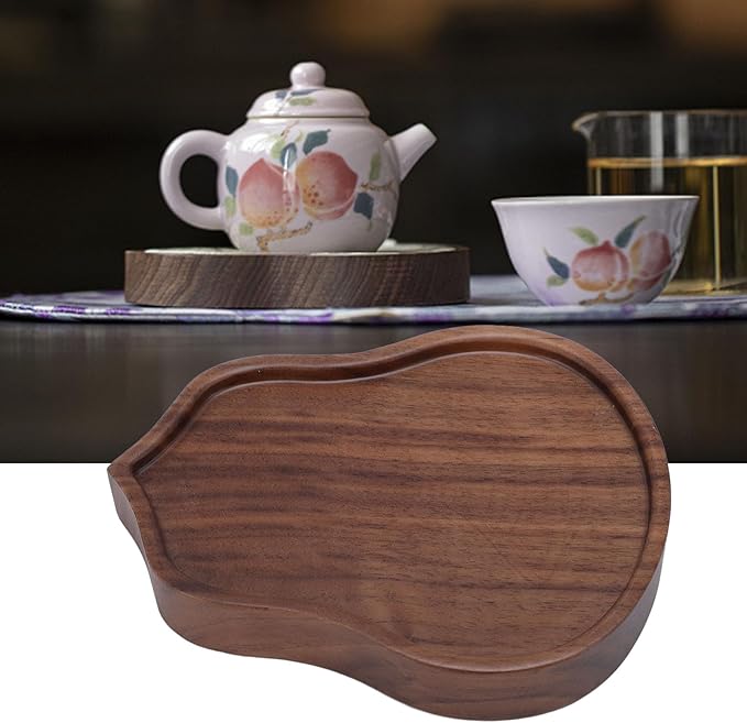 Chinese Style Wooden Gongfu Tea Tray, Small Tea Table Serving Tray Multifunctional Use for Home Office Decor Wood Material 12.5x10x1.8cm