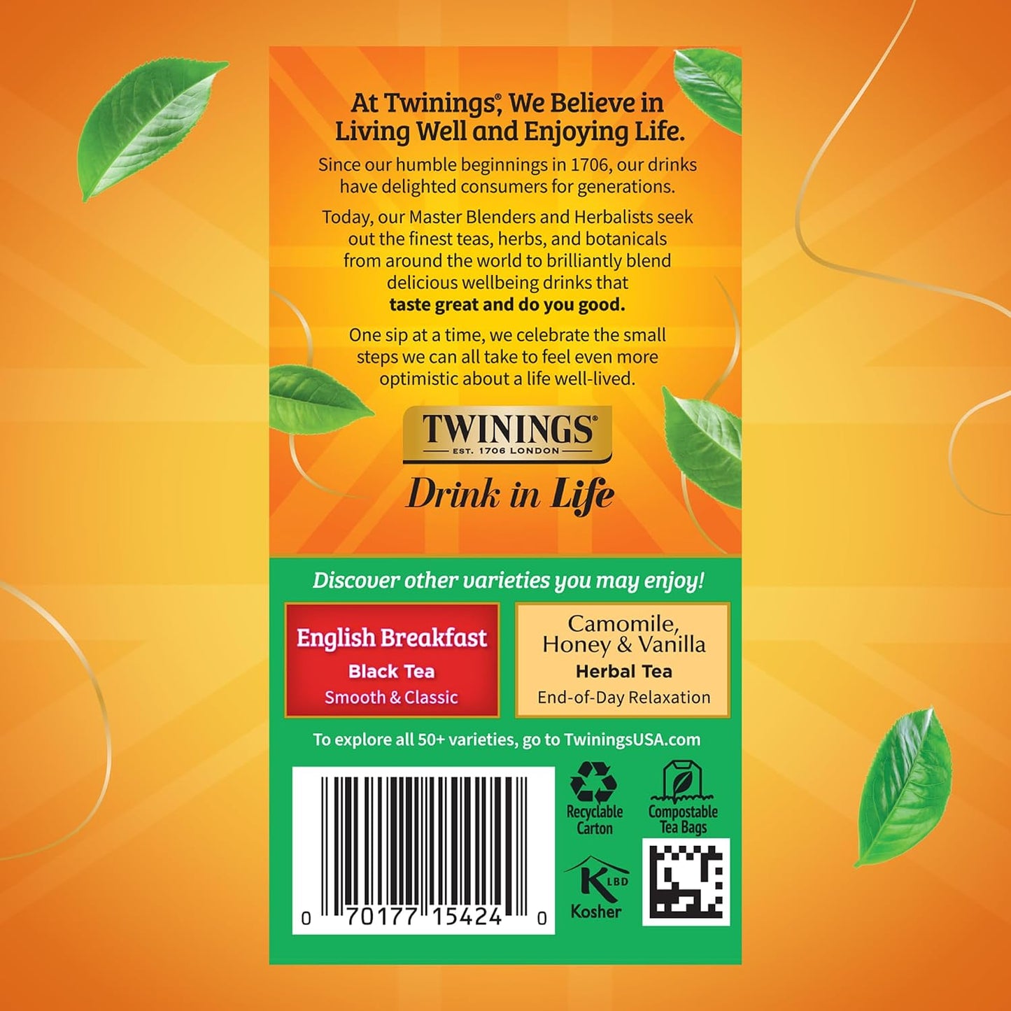 Twinings Irish Breakfast Black Caffeinated Tea Bags, 20 CT Box (6 Pack) | Our Strongest Black Tea, Rich and Bold, Naturally Caffeinated, 120 Foil Lined Individually Wrapped Bags, Enjoy Hot or Iced