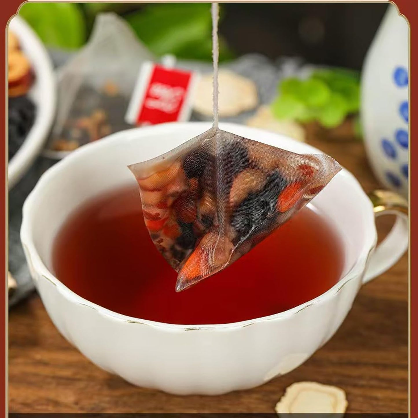 Ginseng Five Treasure Tea, Kidney Tea Formula Ginseng Six Treasure Natural Detox for Men &amp; Women, Organic Chinese Herbal Tea, 6 Precious Ingredients Formula (2 Bags 50 Pcs)