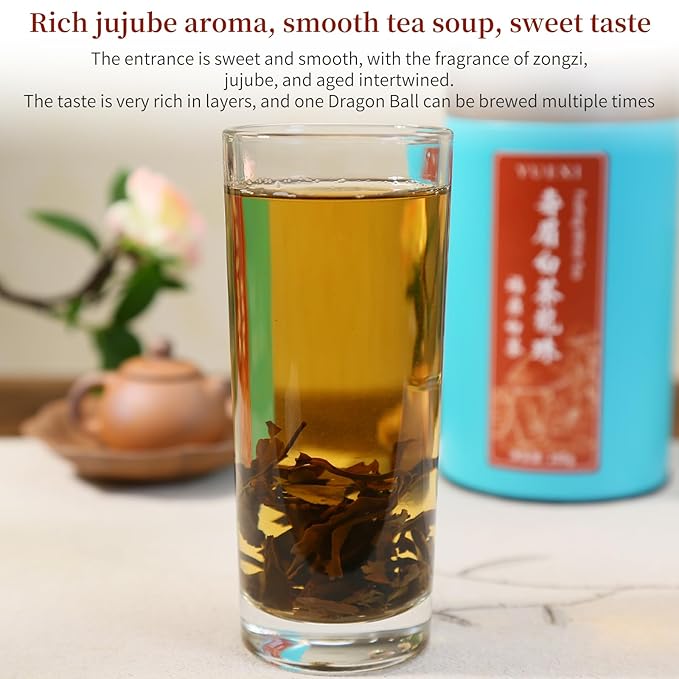 Yuexi Shou Mei White Tea Dragon Pearls Tea Fuding White Tea Chinese Tea White Bai Cha Long Zhu 白茶 寿眉龙珠 老白茶 福鼎白茶 中国茶 7.05oz/200g