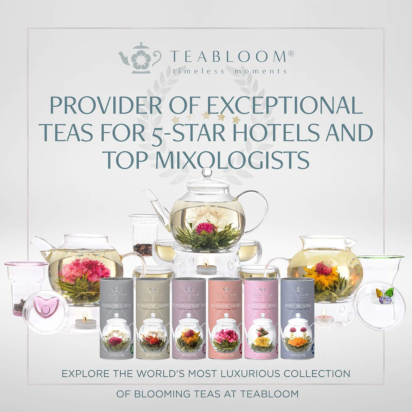 Teabloom Green Tea, Sencha Medley Loose Leaf Tea, Fresh and Floral, Purest Quality Green Tea Leaves Combined with Pretty Botanicals in Reusable Gift Canister, 2.82oz/80 g Canister Makes 35-50 Cups