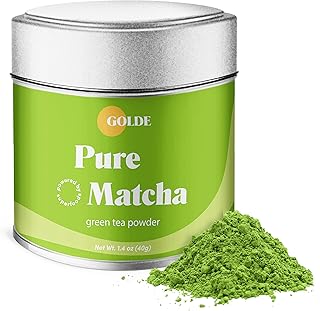 GOLDE Pure Matcha - Ceremonial Grade Organic Matcha Powder - Japanese Green Tea - Smooth, Vibrant Matcha for Tea, Lattes & Smoothies - Vegan, Gluten Free, Non-GMO - Natural Source of Caffeine - 30g Tin