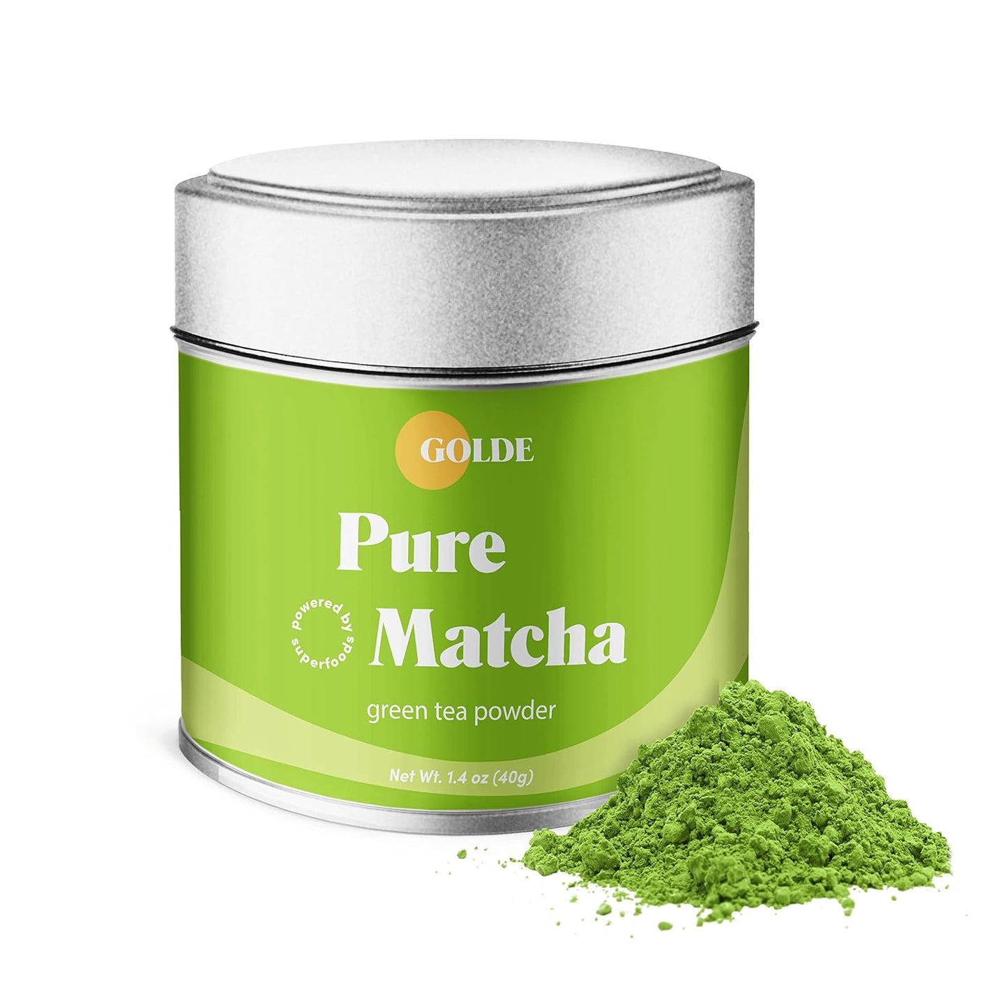 GOLDE Pure Matcha - Ceremonial Grade Organic Matcha Powder - Japanese Green Tea - Smooth, Vibrant Matcha for Tea, Lattes &amp; Smoothies - Vegan, Gluten Free, Non-GMO - Natural Source of Caffeine - 30g Tin