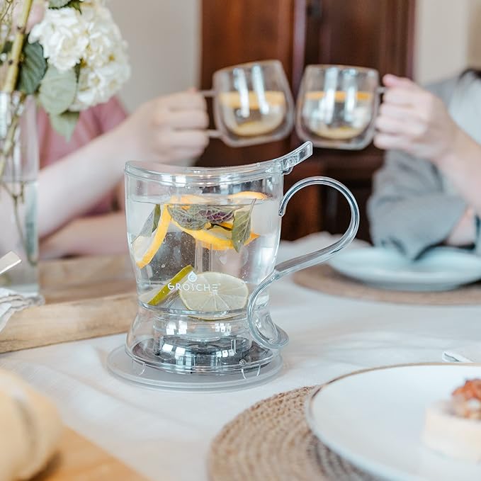 Grosche Aberdeen Tea Infuser Teapot & Smart Tea Maker - BPA-Free, Drip-Free Design, Coaster, Easy Brew, Easy Clean Steeper, Loose Leaf Brewing