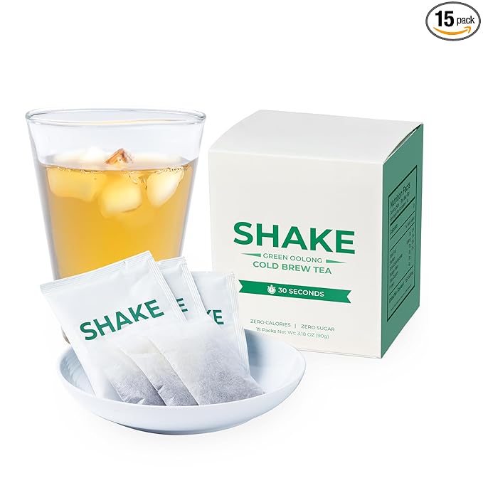SHAKE Cold Brew Tea – Green Oolong | 15 Tea Bags | Premium Taiwan Tea, Zero Sugar | Smooth Flavor & Ready in 30 Seconds