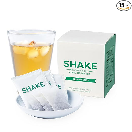 SHAKE Cold Brew Tea – Green Oolong | 15 Tea Bags | Premium Taiwan Tea, Zero Sugar | Smooth Flavor & Ready in 30 Seconds