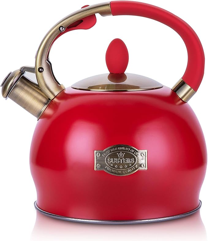 SUSTEAS Stove Top Whistling Tea Kettle - Food Grade Stainless Steel Teakettle Teapot with Cool Touch