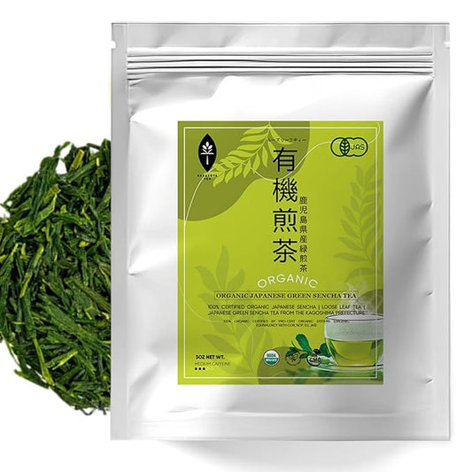Organic Japanese Sencha Green Tea Loose Leaf | Premium Green Tea from Kagoshima Prefecture | 100% USDA Organic | Fresh & Grassy Flavor | 3oz Bag | High Antioxidants | Non-GMO