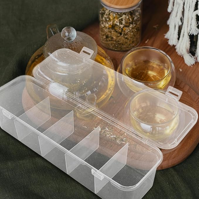 Elegant Tea Bag Holder Container and Sugar Packet Organizer with Lid Compact Storage Box for Kitchen Office Coffee Shops and Milk Tea Stores