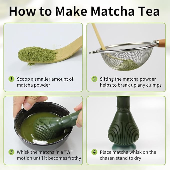 Resin Matcha Whisk Traditional Japanese Chasen Matcha Tea Whisk Gifts for Tea Lovers Reusable Plastic Matcha Whisk for Authentic Tea Preparation (green)