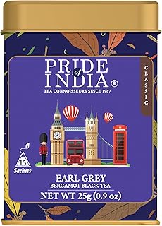 Pride of India | PACK of 2 - Earl Grey Bergamot Black Tea | 15 Pyramid Full Leaf Individually Wrapped Tea Bags | Full-Bodied, Citrusy Flavor | Single Estate Certified Tea | High Caffeine