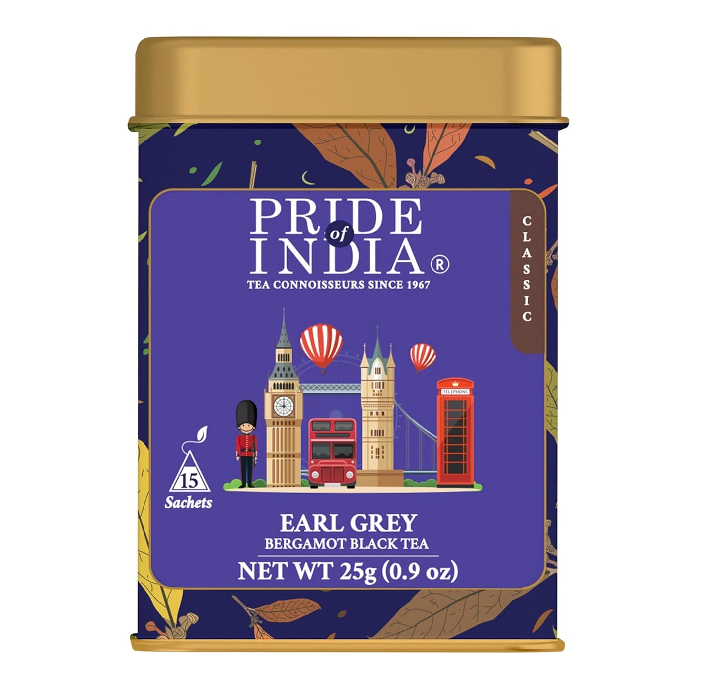 Pride of India | PACK of 2 - Earl Grey Bergamot Black Tea | 15 Pyramid Full Leaf Individually Wrapped Tea Bags | Full-Bodied, Citrusy Flavor | Single Estate Certified Tea | High Caffeine