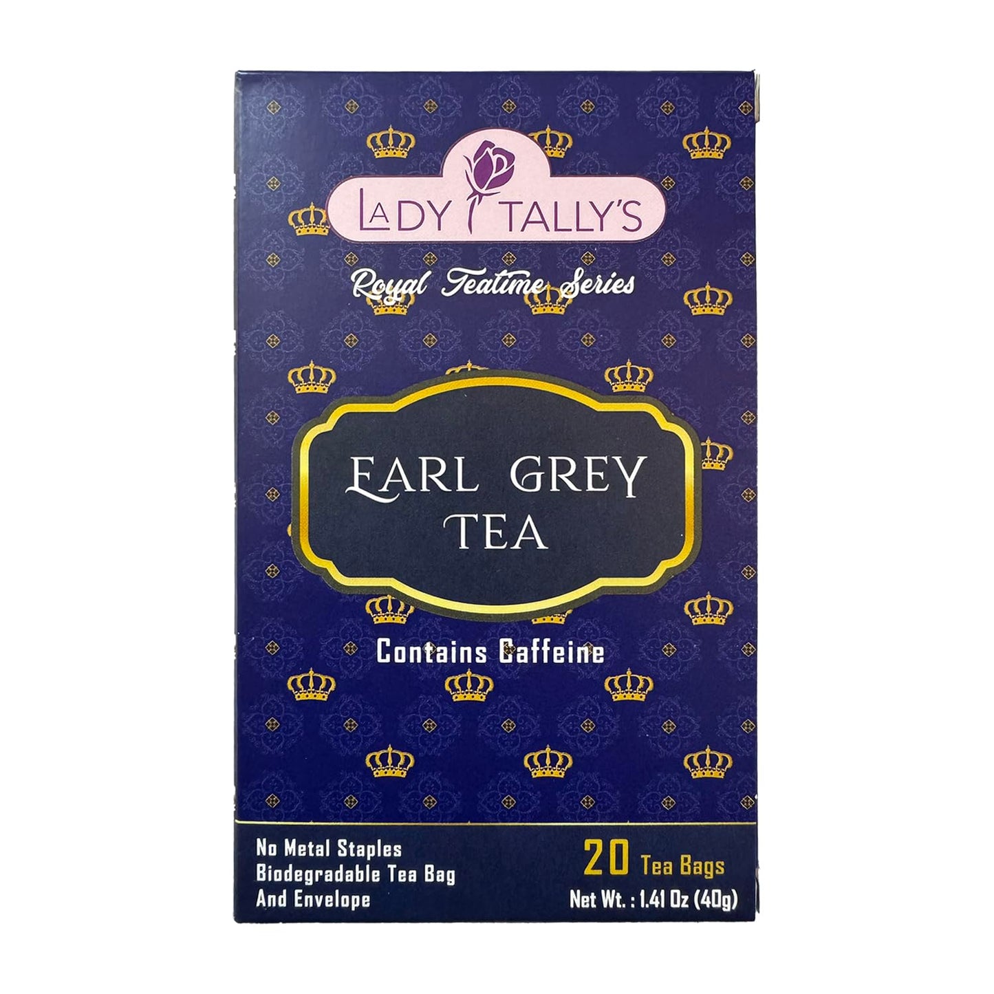 Herbal Cup Tea - Lady Tallys Earl Grey, Rich Flavor and Aroma for Daily Indulgence, Caffeinated, Enjoy Hot Cold Summer Winter, 20 Teabags (Pack of 6)