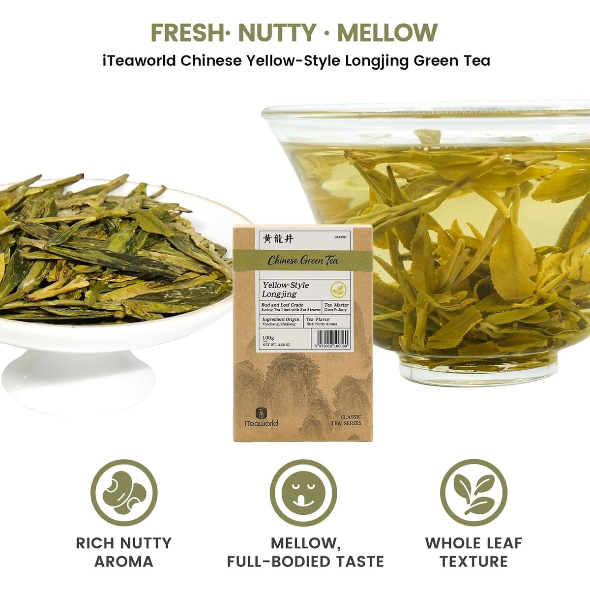 iTeaworld LongJing,Chinese Loose Leaf Green Tea,Dragon Well Tea 3.5oz