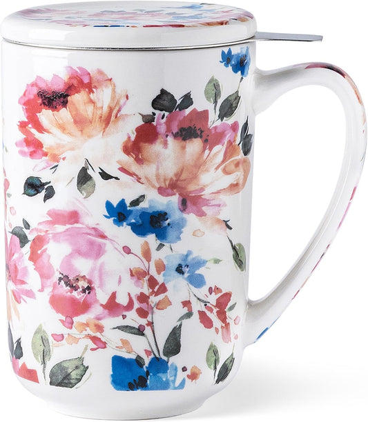 GBhome Tea Mug with Infuser and Lid,18 oz Loose Leaf Tea Cup with Steeper