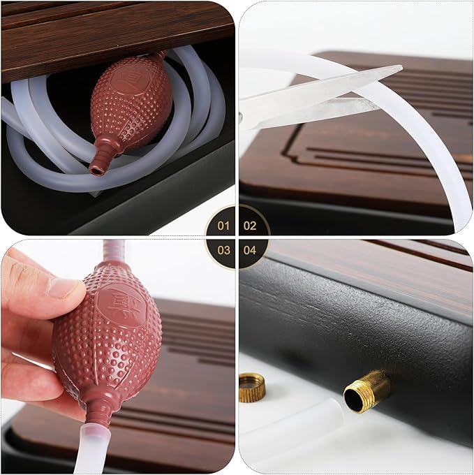 Ufine 15 Inch Bamboo Gongfu Tea Tray with Water Storage Drainage Chinese Kung Fu Tea Serving Tray Tea Table Box Gift Set