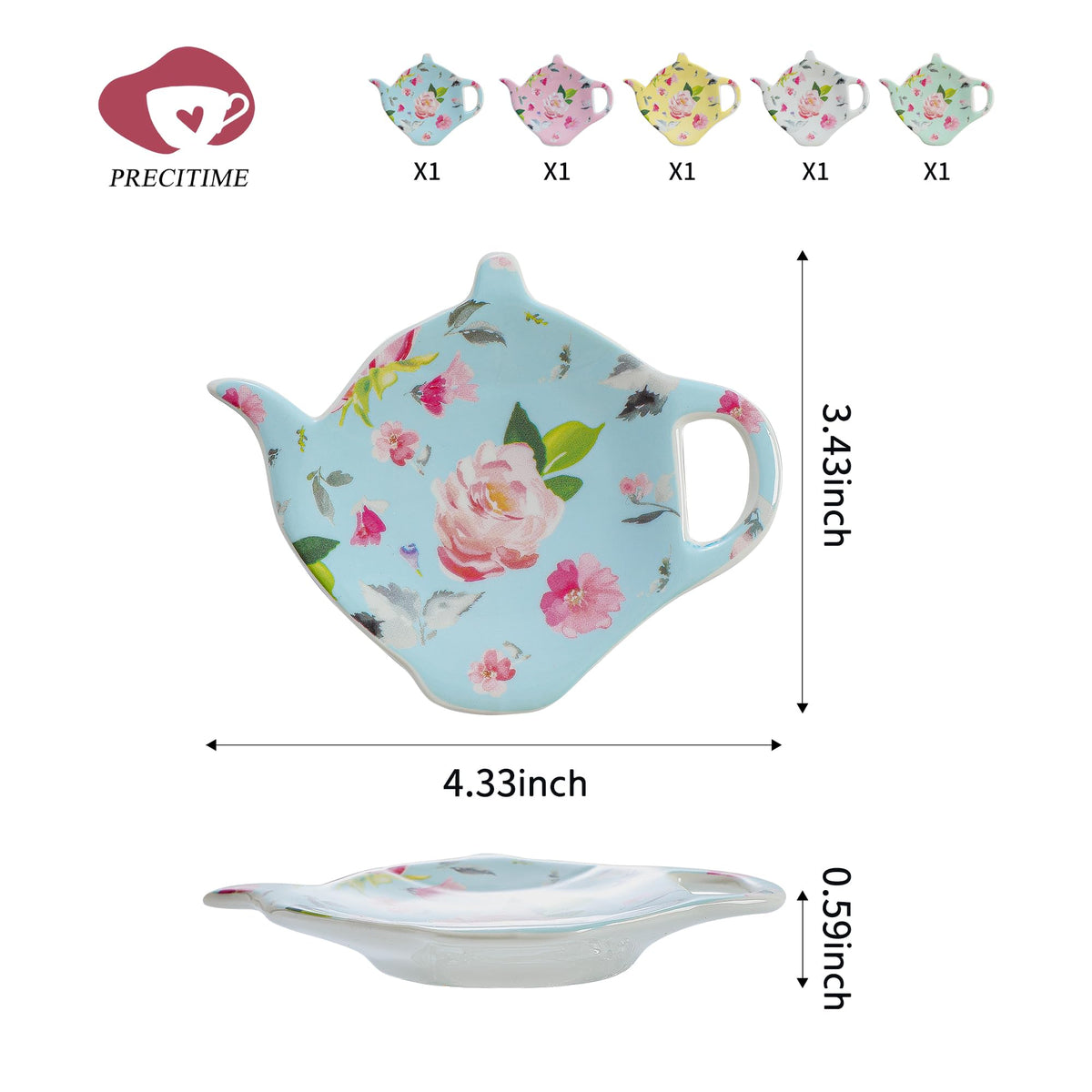 PRECITIME Tea Bag Coasters Set of 5, Floral Holder, Tea Party Gift