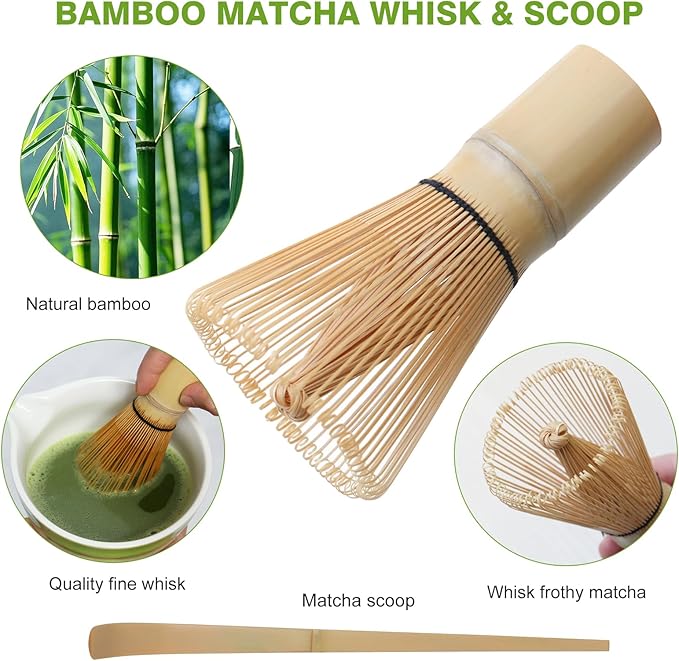 Matcha Whisk Set, Japanese Traditional Bamboo Chasen & Matcha Set with Scoop & Sifter