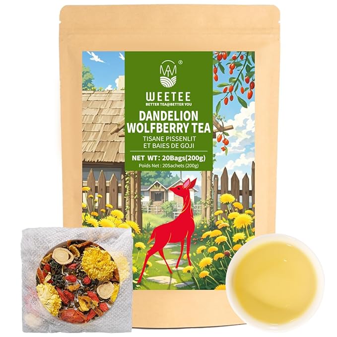 WT Weetee Dandelion Wolfberry Tea Bags 200g 60-80 Cup, 7 Natural Herbal Ingredients Goji Berry Chrysanthemum Cassia Seed