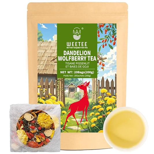 WT Weetee Dandelion Wolfberry Tea Bags 200g 60-80 Cup, 7 Natural Herbal Ingredients Goji Berry Chrysanthemum Cassia Seed