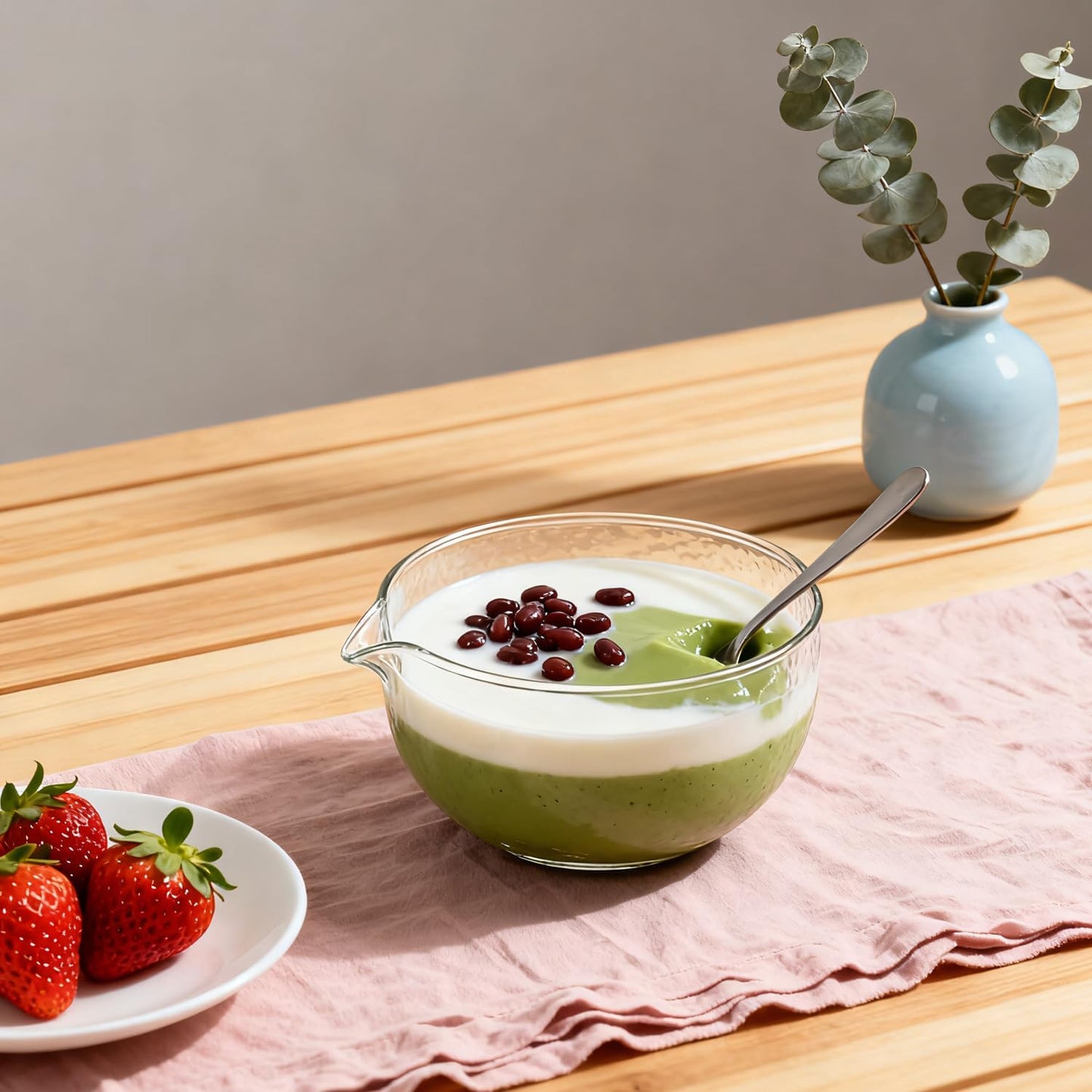 Textured Glass Matcha Bowl With Spout,1 Pack Handmade Clear Glass Chawan Matcha Green Tea Whisk Bowls,Japanese Style Cute Salad Mixing Bowl Cup 400ml 13.5 oz