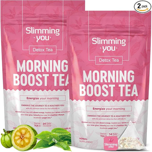 Morning Boost Tea (2 Pack), All Natural Herbal Tea, Non-GMO, Vegan (28 Tea Bags Total)