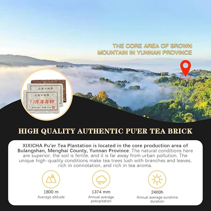 XIXICHA Pu-erh Tea Brick 2016Yr Aged Fermented Black Tea Ripe Pu er Yunnan Menghai Palace Puer Chinese Tea 500g(250g*2) 普洱茶 熟茶 茶砖 枣香厚砖 云南勐海宫廷普洱茶